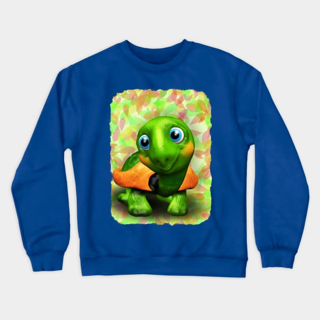 Green Turtle Baby 3D Crewneck Sweatshirt by BluedarkArt